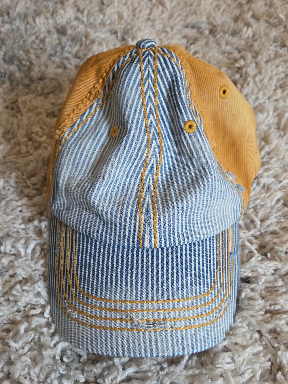 Striped Blue & Yellow Casual Women’s Baseball Cap